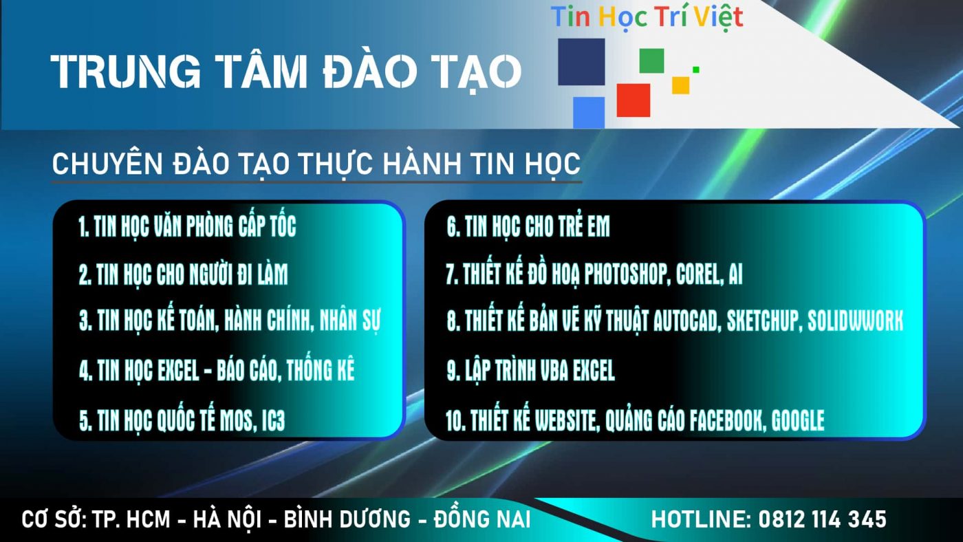 Trung Tam Tin Hoc Tri Viet Dao Tao Vi Tinh Van Phong Do Hoa Ve Ky Thuat